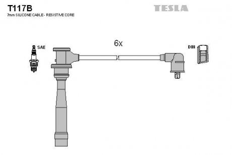 Кабель запалювання к-кт Hyundai TESLA T117B