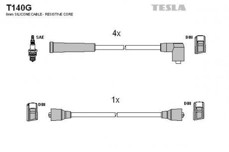 Кабель запалювання к-кт Ford 85-90 TESLA T140G