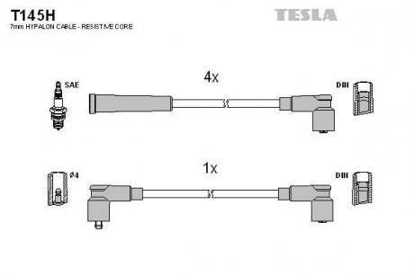 Кабель запалювання к-кт Аналог TES T372S Skoda Felicia 94-01 1,3 135B (SPI) TESLA T145H (фото 1)