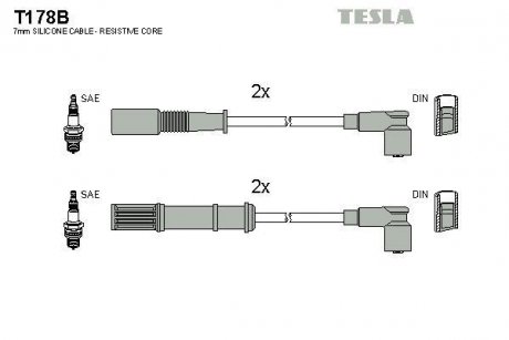 Кабель запалювання к-кт Fiat,Lancia 96- TESLA T178B