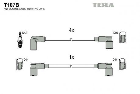 Комплект кабелiв запалювання TESLA T187B