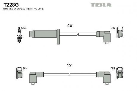 Кабель запалювання к-кт Ford Scorpio, Sierra 85-94 2,0 TESLA T228G