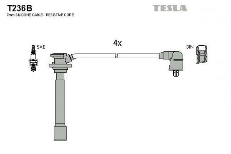 Кабель запалювання к-кт Kia 00- 1,4 TESLA T236B