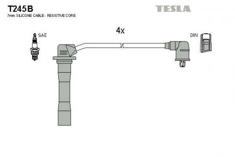 Кабель запалюванняб к-кт Mazda 323 F (BJ) 1.9 16V 09.98-01.01 TESLA T245B