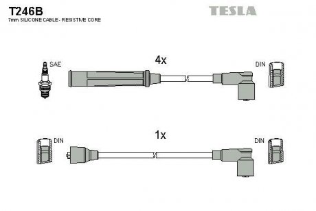 Кабель запалювання к-кт Mazda 626,929 79-87 1,6 TESLA T246B