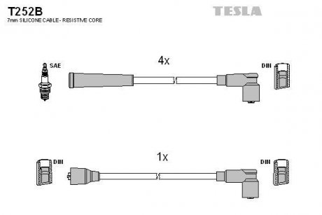 Кабель запалювання к-кт Mitsubishi 79-00 TESLA T252B