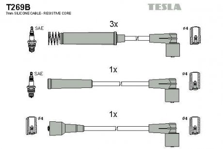 Кабель запалювання к-кт Opel Ascona 91-99 1,4 TESLA T269B