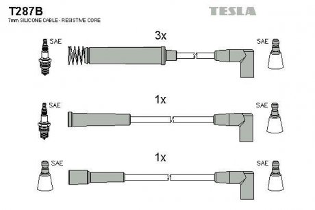 Кабель запалювання к-кт Opel Vectra 88-95 1,6 TESLA T287B