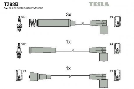 Кабель запалювання к-кт Opel Vectra,Corsa, Combo 82-93 1,2 TESLA T288B