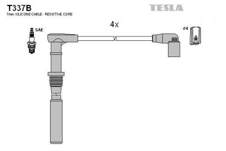 Комплект кабелiв запалювання TESLA T337B