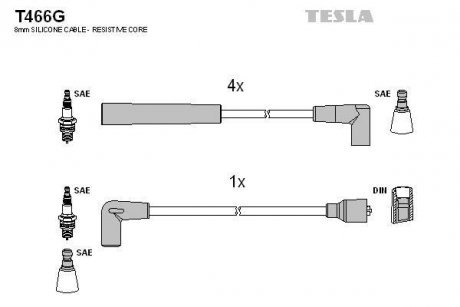 Кабель запалювання к-кт Ford Orion, Scorpio, Sierra 82-93 1,4 TESLA T466G