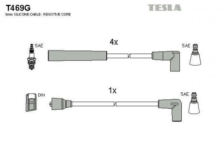 Кабель запалювання к-кт Ford Sierra 87-89 1,8 TESLA T469G