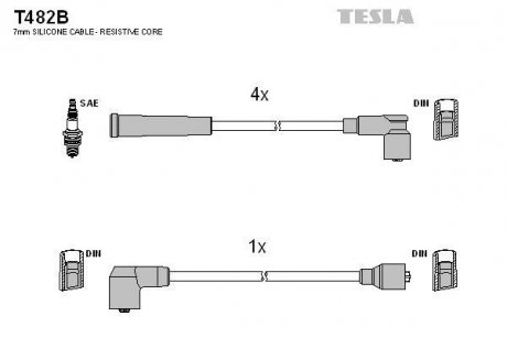 Кабель запалювання к-кт Mazda 323 87- 1,3 TESLA T482B