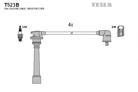 Кабель запалювання к-кт HY 94- 1,4 TESLA T523B