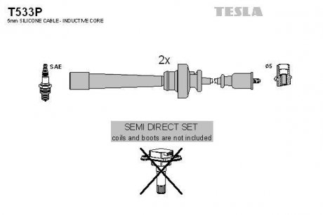 Кабель запалювання к-кт Mitsubishi 95-1,6 TESLA T533P