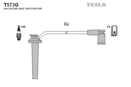 Кабель запалюванняб к-кт Ford Mondeo 2002-2007, 3.0 V6 24V, ST220 TESLA T573G