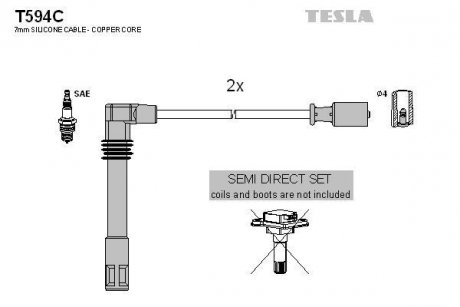 Кабель запалювання к-кт Audi A4,A6 VW Passat 95-00 1,8 TESLA T594C (фото 1)