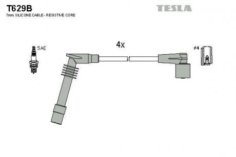 Кабель запалювання к-кт Opel 91-03 1,2 TESLA T629B