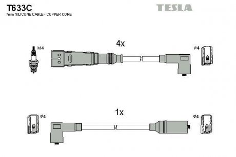 Кабель запалюванняб к-кт Sckoda Octavia 96- 1,6 TESLA T633C