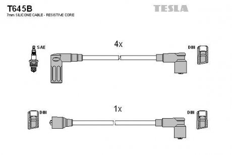 Кабель запалювання к-кт Fiat 88-96 1,4 TESLA T645B