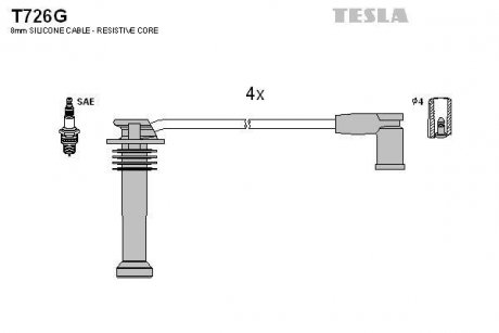 Кабель запалювання к-кт Ford 98-2004 1,6 TESLA T726G