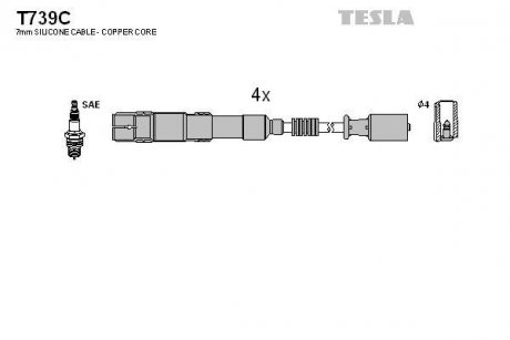 Провода высоковольтные, комплект Mercedes-benz A-class (w169) 1.5 (04-12) BLATNA TESLA T739C (фото 1)