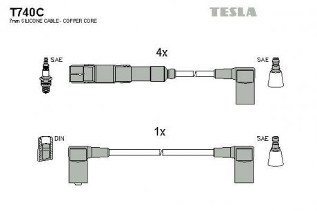 Кабель запалювання к-кт Mersedes 80-97 1,8 TESLA T740C