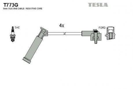 Комплект кабелiв запалювання TESLA T773G