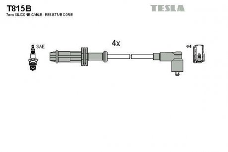 Кабель запалювання к-кт Citroen,Peugeot 86- 1,0 TESLA T815B