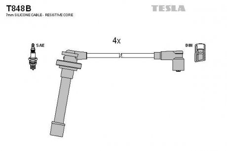 Кабель запалювання к-кт Nissan Almera N15,Primera P10,P11, Sunny 90-01 TESLA T848B