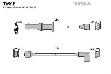 Кабель запалювання к-кт Subaru Legacy 1.6,1,8 89-94 TESLA T850B