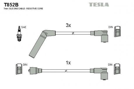 Комплект кабелiв запалювання TESLA T852B