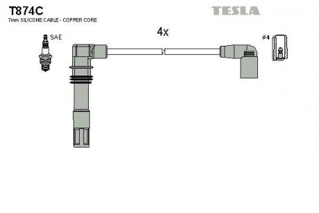 Кабель запалюванняб к-кт VAG 98-1,4 TESLA T874C (фото 1)