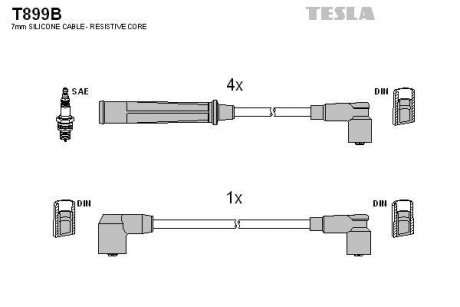 Кабель запалювання к-кт Mazda 626 1,8 TESLA T899B