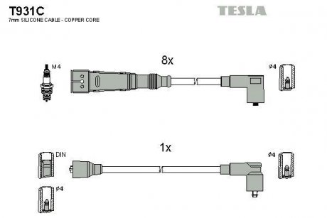 Комплект кабелiв запалювання TESLA T931C