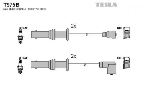 Кабель запалювання к-кт Subaru Forester, Impreza,Legasy 92-98 1,6 TESLA T975B