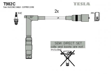 Кабель запалювання к-кт Mercedes1,8 TESLA T982C