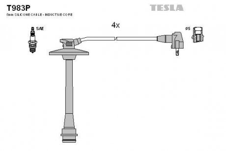 Комплект кабелів високовольтних TESLA T983P