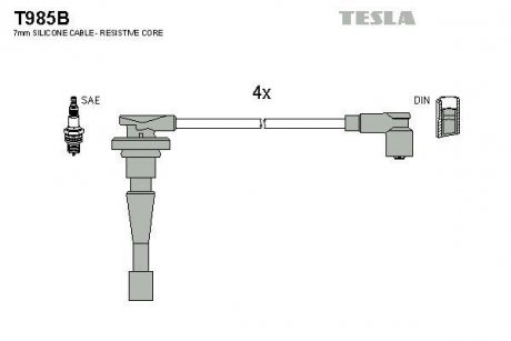 Кабель запалювання к-кт Honda CR-V 1.2.0 16V TESLA T985B