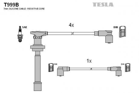 Провода высоковольтные, комплект Nissan BLATNA TESLA T999B (фото 1)