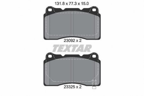 Колодки гальмівні (передні) Honda Civic 12-/Mitsubishi Lancer 95-15/Subaru Impreza 99-13 (Brembo) TEXTAR 2309204