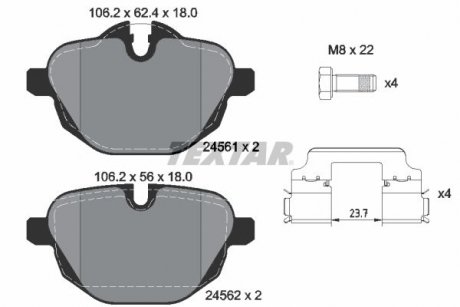 Колодки гальмівні (задні) BMW 5/X3/X5 10- (TRW) TEXTAR 2456101 (фото 1)