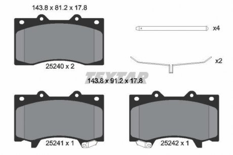 Колодки гальмівні (передні) Nissan Patrol 10- (Akebono) TEXTAR 2524001