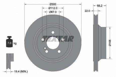 Диск гальмівний MERCEDES E(W211,212) "R D=300mm "02>> TEXTAR 92115505 (фото 1)