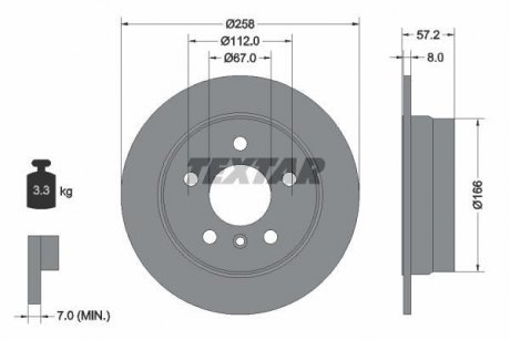 Диск гальмівний MERCEDES A(W169)/B(W245) "R D=258mm "04-12 TEXTAR 92132103