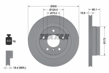 Диск гальмівний BMW 1(81,87)/3(90,91,92) "R D=300mm "05>> TEXTAR 92133003