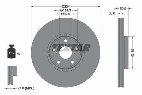 Диск гальмівний LEXUS GS300/430/460 "FR D=334mm "05>> TEXTAR 92147803