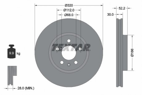 Диск гальмівний (передній) Audi A4/A5/Q5 07-17 (320x30) PRO+ TEXTAR 92160005