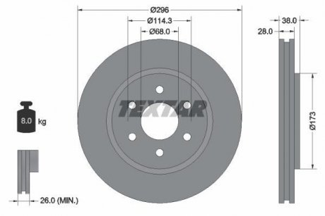 Диск гальмівний NISSAN Navara/Pathefinder "F D=296mm "05>> TEXTAR 92199603