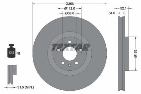 Диск гальмівний (передній) Audi A6/A7 Sportback 10- (356х34) PRO+ TEXTAR 92238205